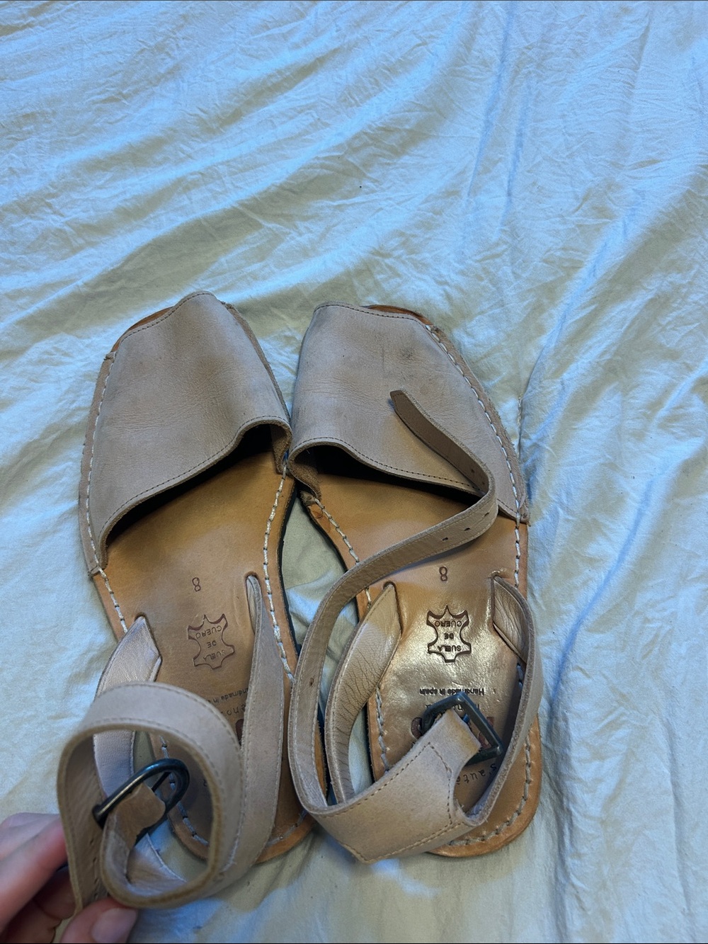 PONS Women’s Open-Toe Ankle Strap Sandals - Taupe Leather